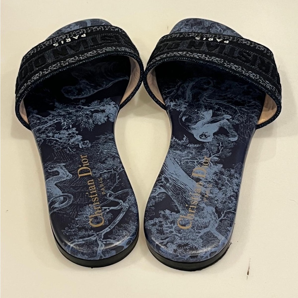 Dior DWay Blue and Black Slide Sandals - Picture 7 of 9